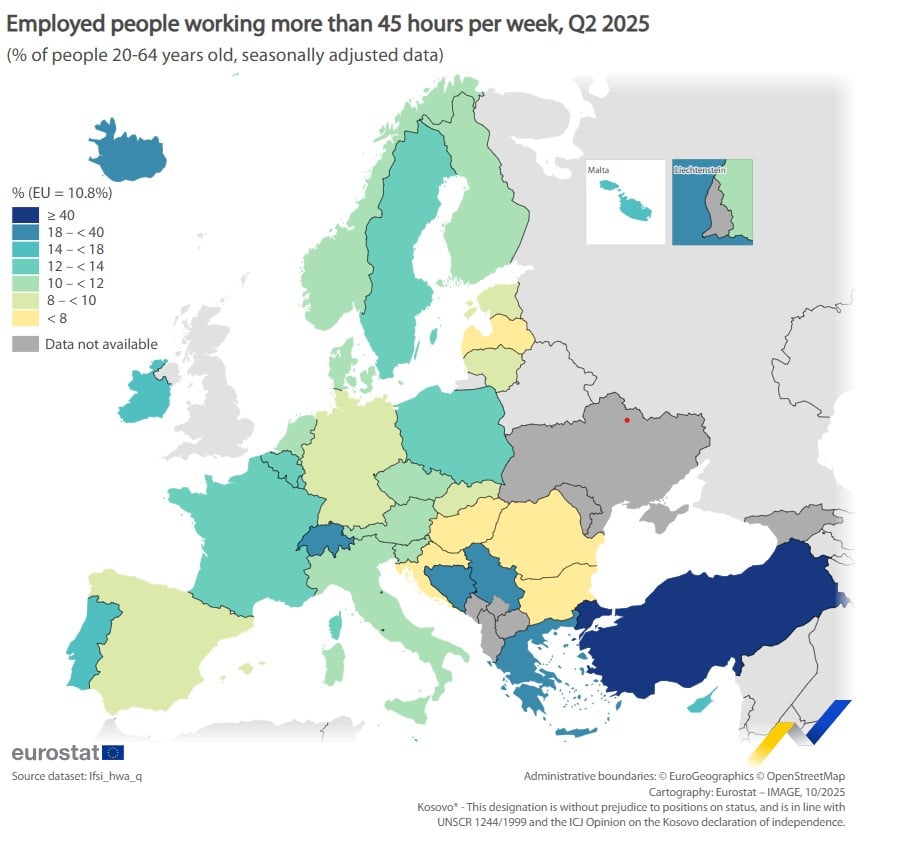 Eurostat, υπερωρίες