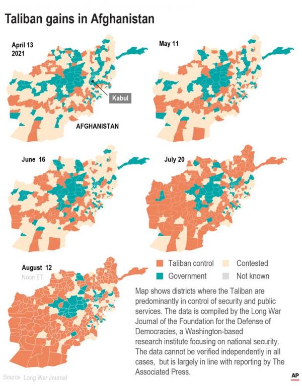 Οι κατακτήσεις των Ταλιμπάν στο Αγφανιστάν / Πηγή: AP