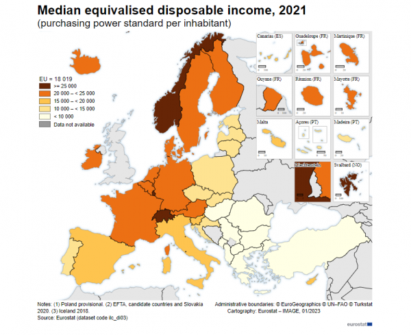 διαθέσιμο εισόδημα Eurostat