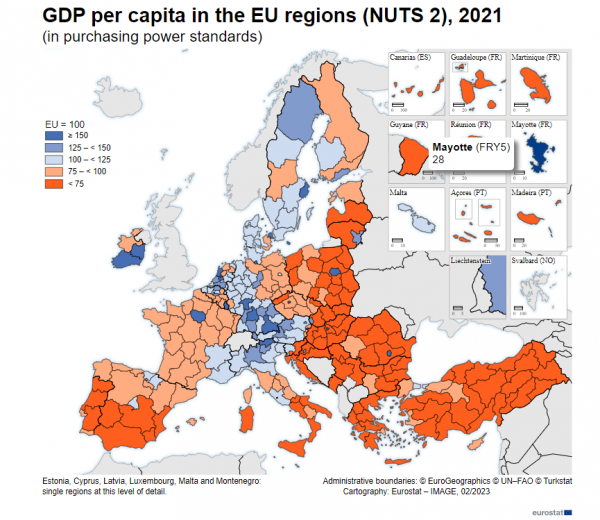 Eurostat, κατά κεφαλήν ΑΕΠ