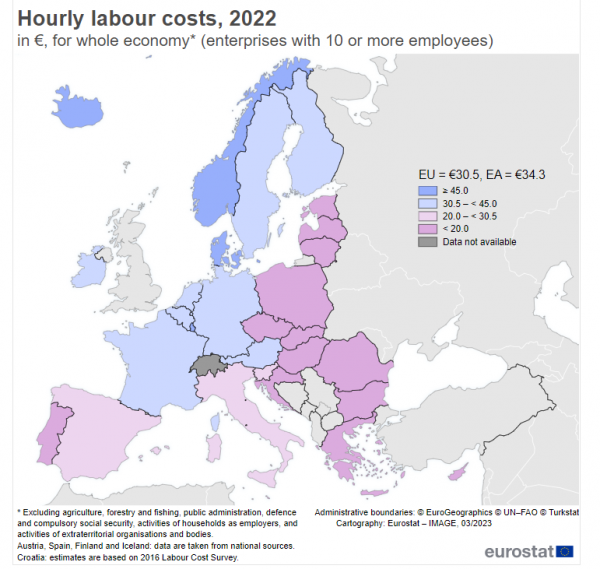 eurostat, μισθοί