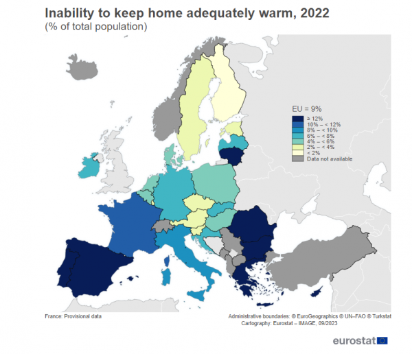 Eurostat, θέρμανση, 11-9-2023