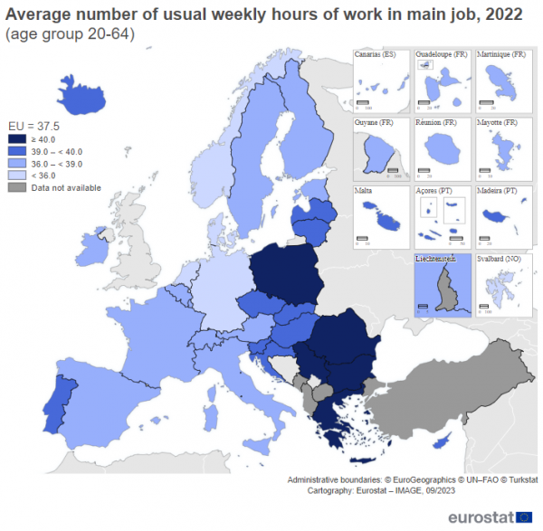 Eurostat, ωρες εργασίας