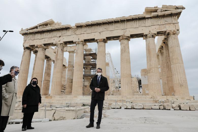 Ο Κυριάκος Μητσοτάκης στην Ακρόπολη