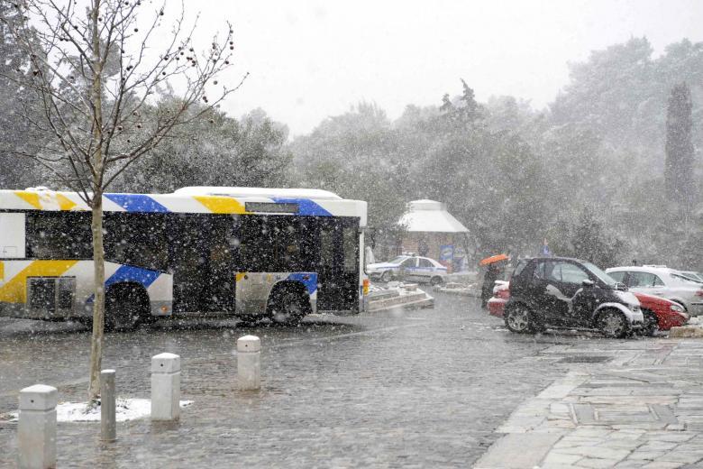 Λεωφορείο - χιονόπτωση / Πηγή: Eurokinissi