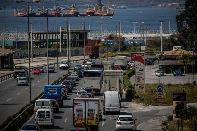 Η εθνική οδός στο ύψος του Σκαραμαγκά