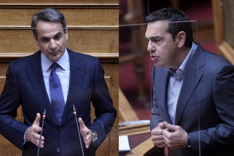Κ. Μητσοτάκης και Α. Τσίπρας από τη χθεσινή συζήτηση στη Βουλή